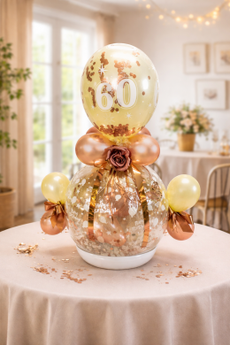 Geschenkballon zum 60. Geburtstag in Rosegold und Creme
